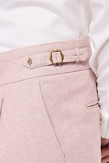 Pink Herringbone Trousers