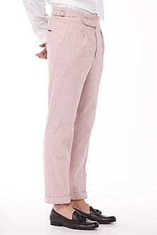 Pink Herringbone Trousers