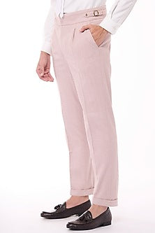 Pink Herringbone Trousers