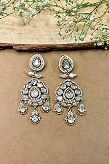 Gold Finish Kundan Polki Dangler Earrings