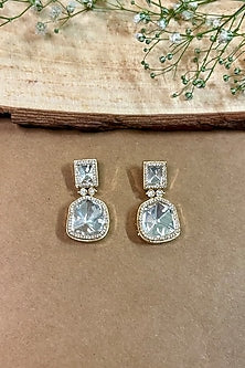Gold Finish Kundan Polki Stud Earrings