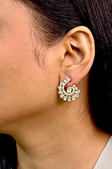 Gold Finish Kundan Polki Stud Earrings