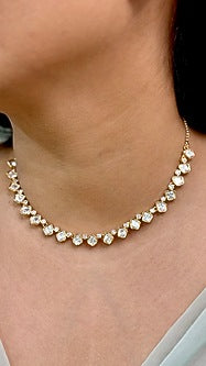 Gold Finish Kundan Polki & Pearl Enameled Floral Necklace Set