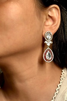 Gold Finish Kundan Polki Dangler Earrings