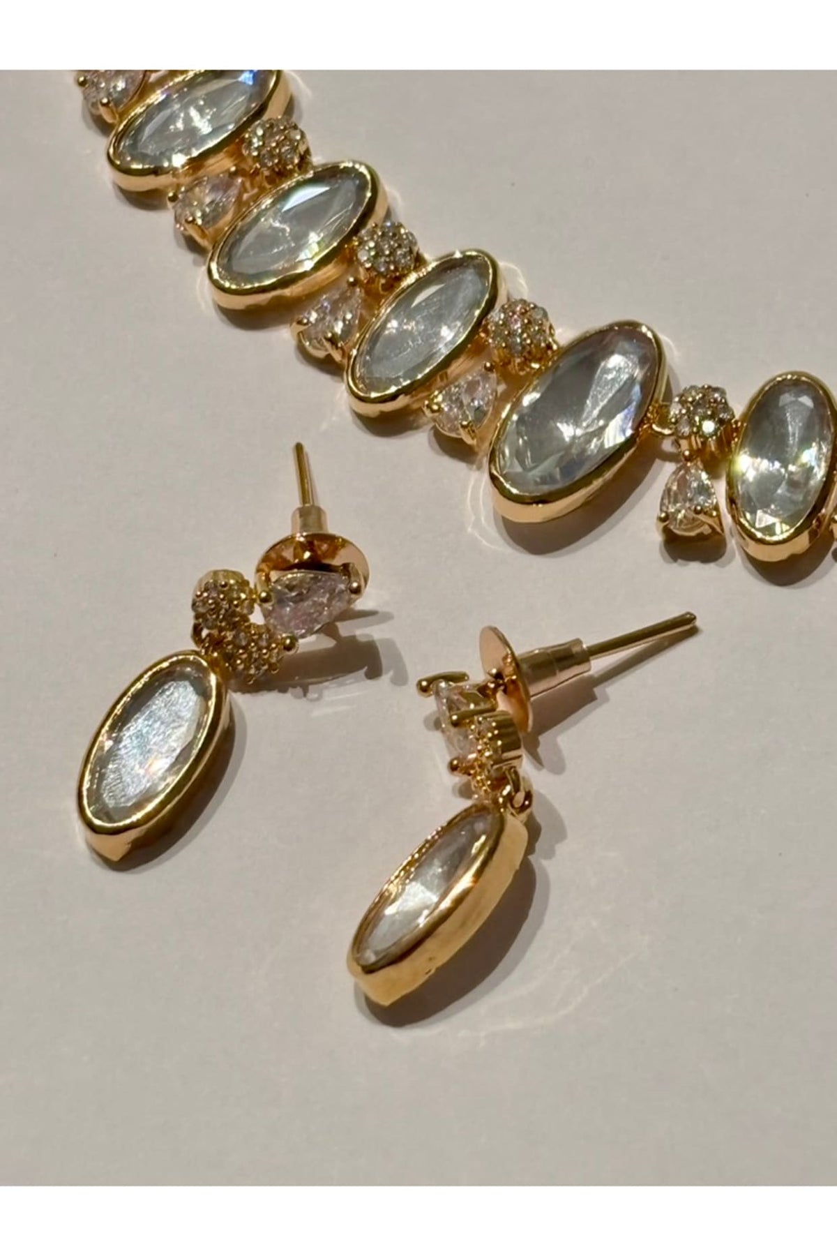 Gold Finish Kundan Polki & Pearl Enameled Choker Necklace Set