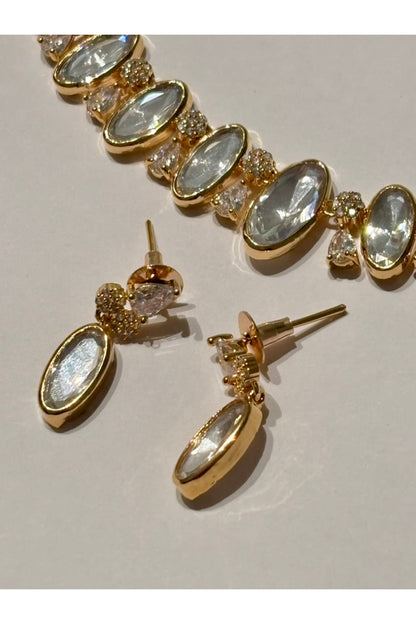 Gold Finish Kundan Polki & Pearl Enameled Choker Necklace Set