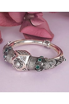 Silver Finish Handcrafted Kada Bangle In Sterling Silver