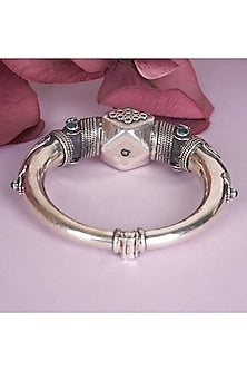 Silver Finish Handcrafted Kada Bangle In Sterling Silver