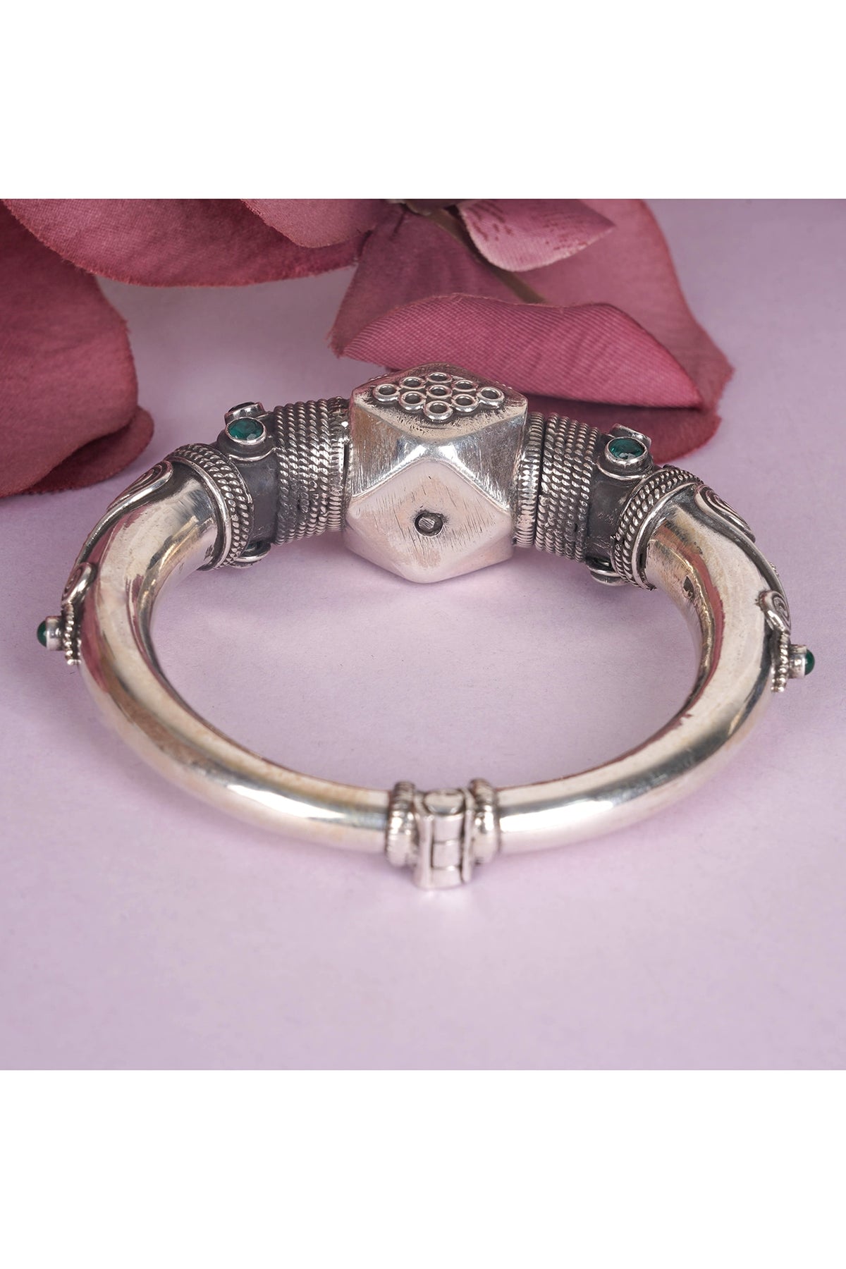 Silver Finish Handcrafted Kada Bangle In Sterling Silver