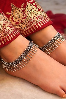Silver Finish Handcrafted Anklets In Sterling Silver