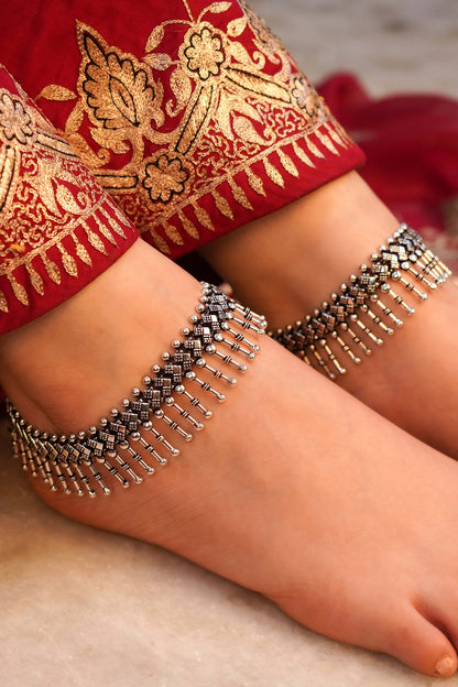 Silver Finish Handcrafted Anklets In Sterling Silver