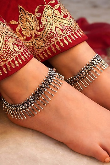 Silver Finish Handcrafted Anklets In Sterling Silver