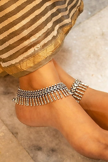 Silver Finish Handcrafted Anklets In Sterling Silver