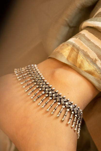Silver Finish Handcrafted Anklets In Sterling Silver
