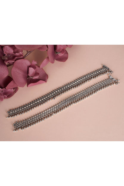 Silver Finish Handcrafted Anklets In Sterling Silver