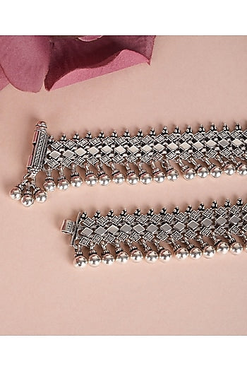 Silver Finish Handcrafted Anklets In Sterling Silver