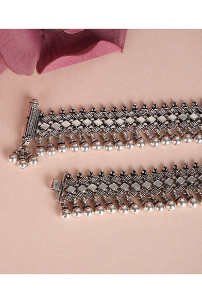 Silver Finish Handcrafted Anklets In Sterling Silver
