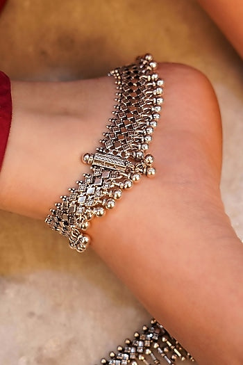 Silver Finish Handcrafted Anklets In Sterling Silver