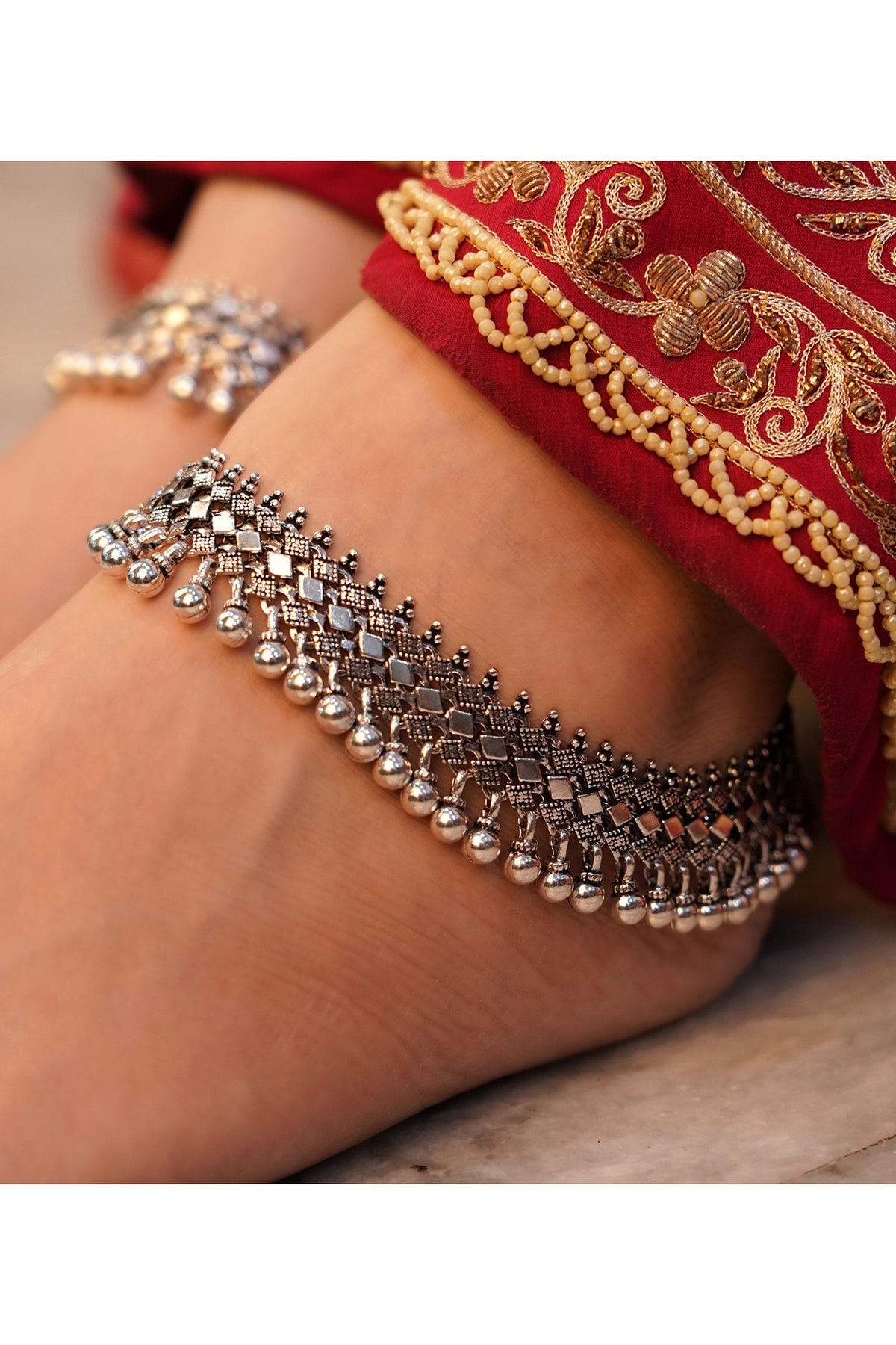 Silver Finish Handcrafted Anklets In Sterling Silver