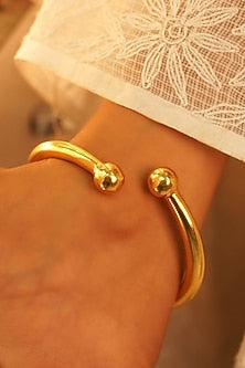 Gold Finish Handcrafted Anklet In Sterling Silver