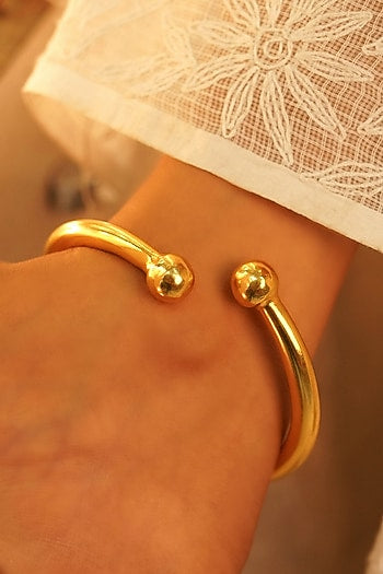 Gold Finish Handcrafted Anklet In Sterling Silver