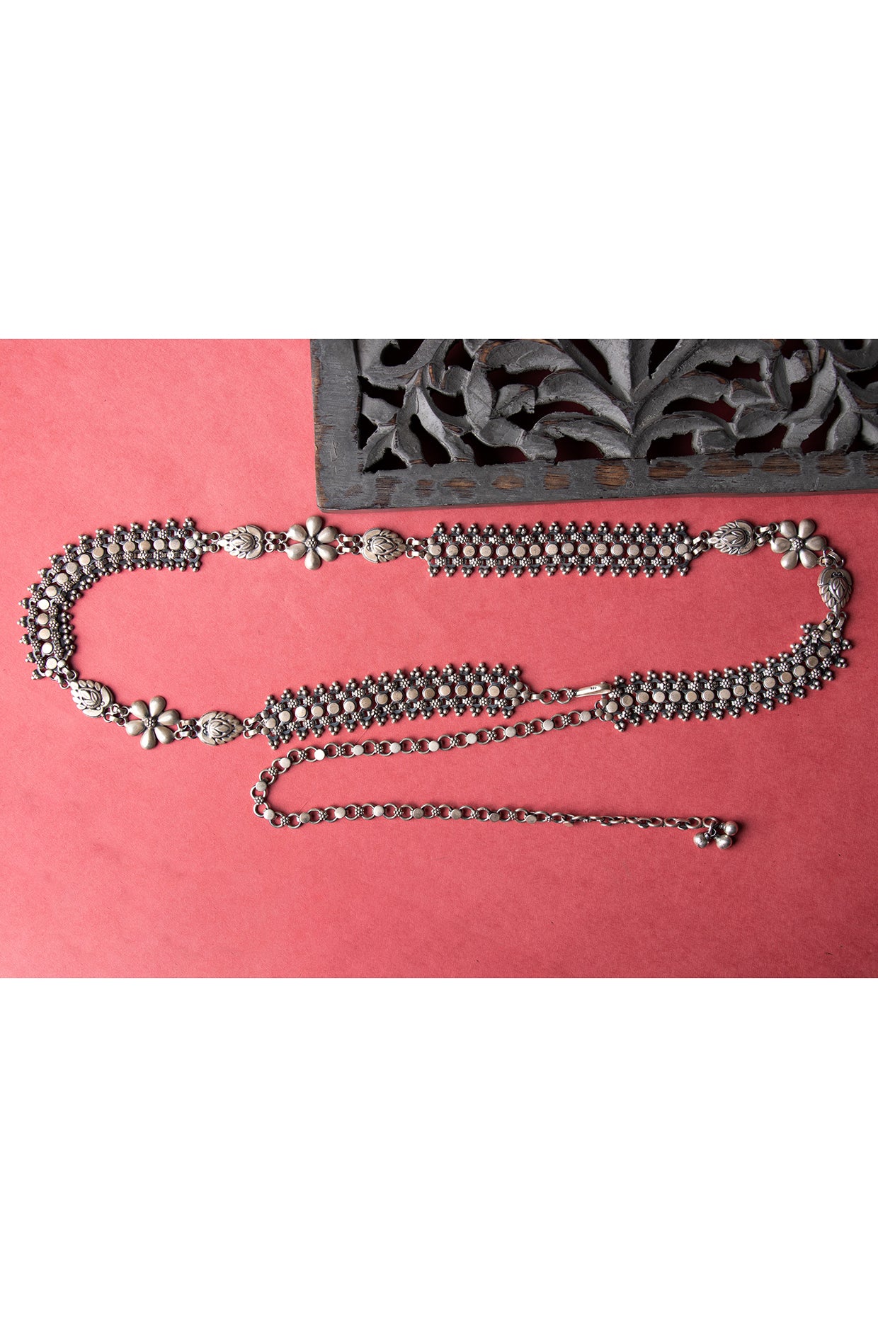 Silver Finish Handcrafted kamarband In Sterling Silver