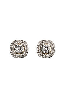 Gold Finish Zircons Pendant Set In Sterling Silver