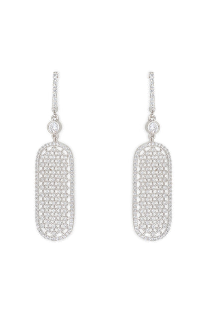 White Finish Zircons Dangler Earrings In Sterling Silver