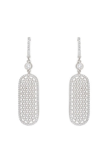 White Finish Zircons Dangler Earrings In Sterling Silver