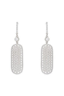 White Finish Zircons Dangler Earrings In Sterling Silver
