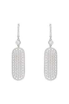 White Finish Zircons Dangler Earrings In Sterling Silver