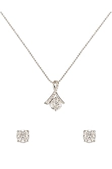 White Finish Zircons Pendant Set In Sterling Silver