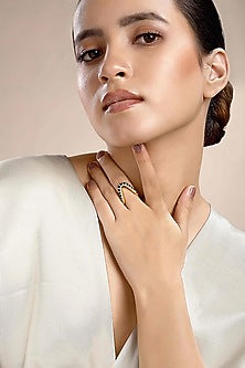 Gold Plated Zircon Ring In Sterling Silver