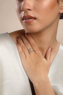 Gold Plated Zircon Ring In Sterling Silver