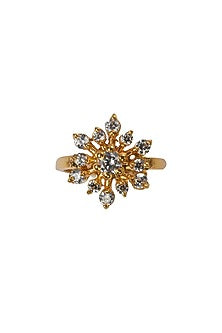 Gold Plated Zircon Ring In Sterling Silver