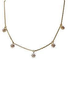 Gold Plated Zircon Long Necklace In Sterling Silver