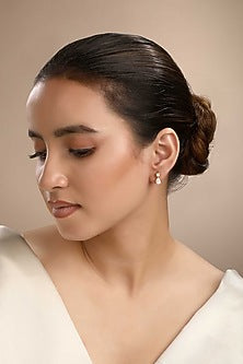 Gold Plated Zircon Stud Earrings In Sterling Silver