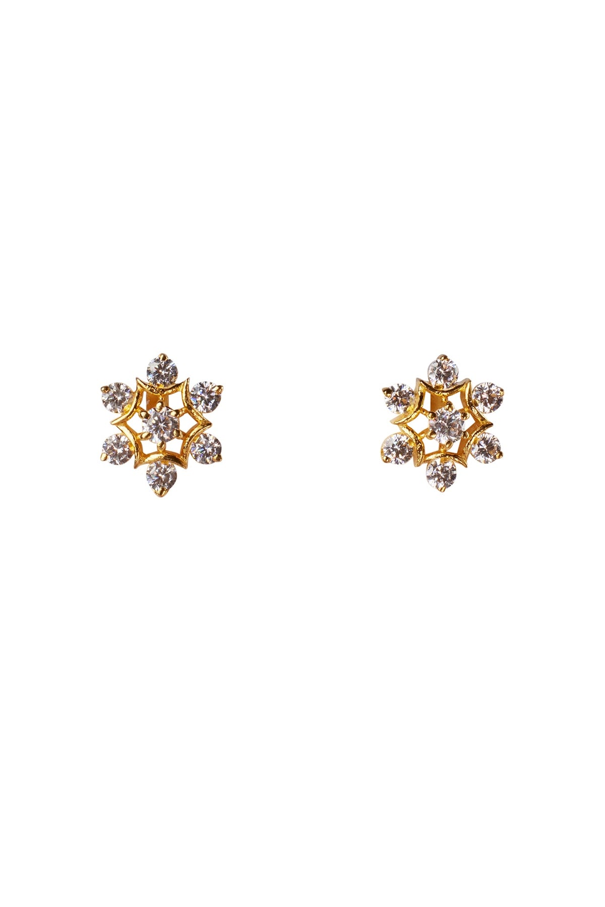 Gold Plated Zircon Stud Earrings In Sterling Silver