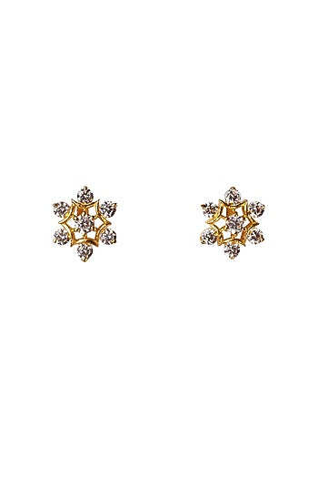 Gold Plated Zircon Stud Earrings In Sterling Silver