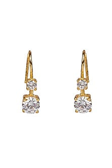 Gold Plated Zircon Dangler Earrings In Sterling Silver