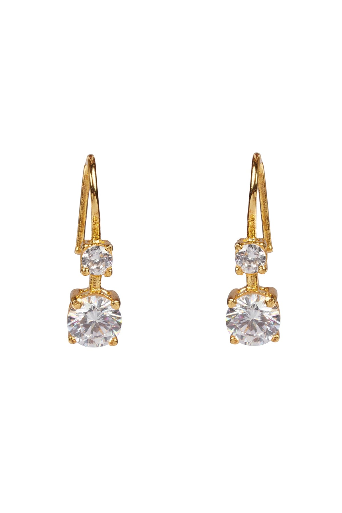 Gold Plated Zircon Dangler Earrings In Sterling Silver