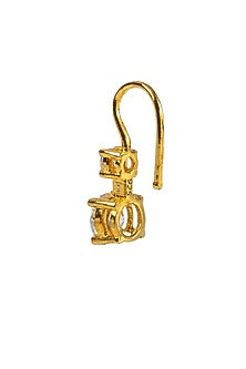 Gold Plated Zircon Dangler Earrings In Sterling Silver