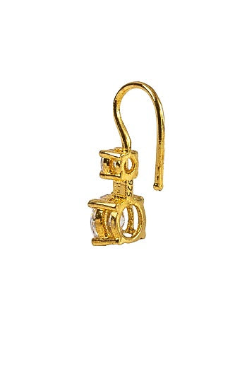 Gold Plated Zircon Dangler Earrings In Sterling Silver