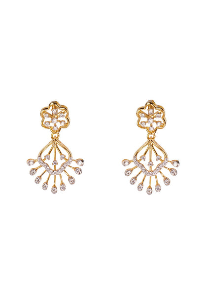 Gold Plated Zircon Dangler Earrings In Sterling Silver