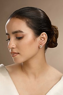 Gold Plated Zircon Stud Earrings In Sterling Silver