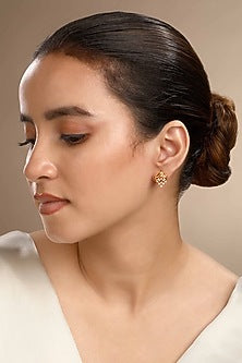 Gold Plated Zircon Stud Earrings In Sterling Silver