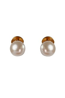 Gold Plated Zircon & Pearl Stud Earrings In Sterling Silver
