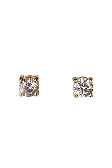 Gold Plated Zircon Stud Earrings In Sterling Silver