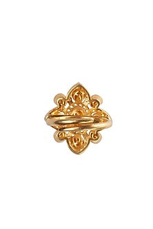 Gold Plated Kundan Polki Ring In Sterling Silver