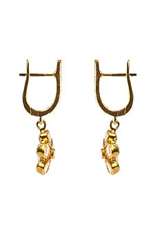 Gold Plated Kundan Polki Dangler Earrings In Sterling Silver